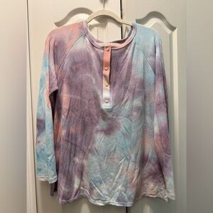 Honeyme waffle knit tie dye top in size medium